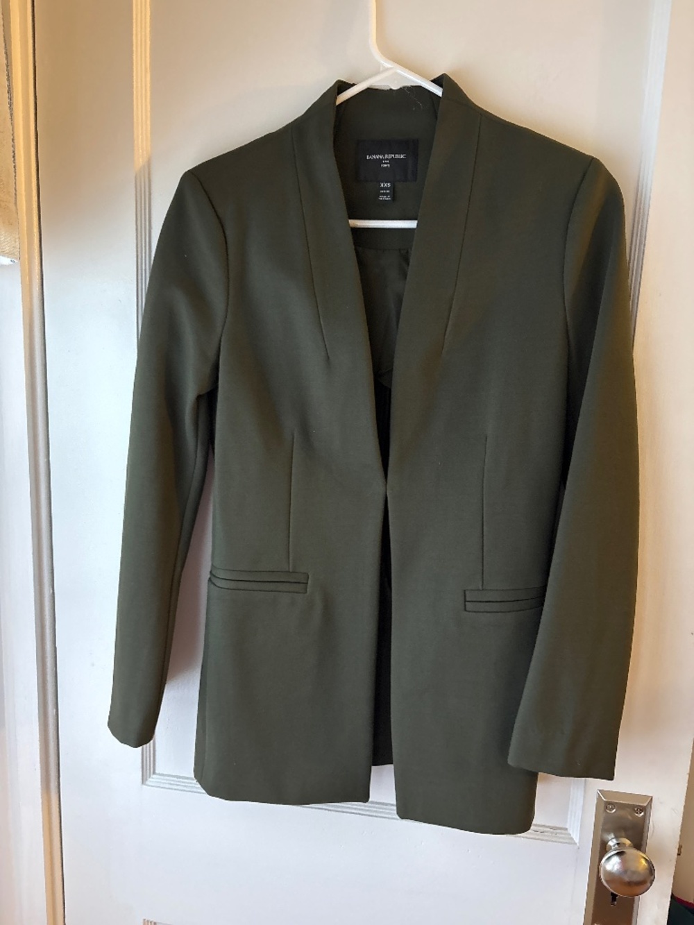 Banana Republic Ponte Collarless Blazer, Olive Green, Sz XXSP, EUC